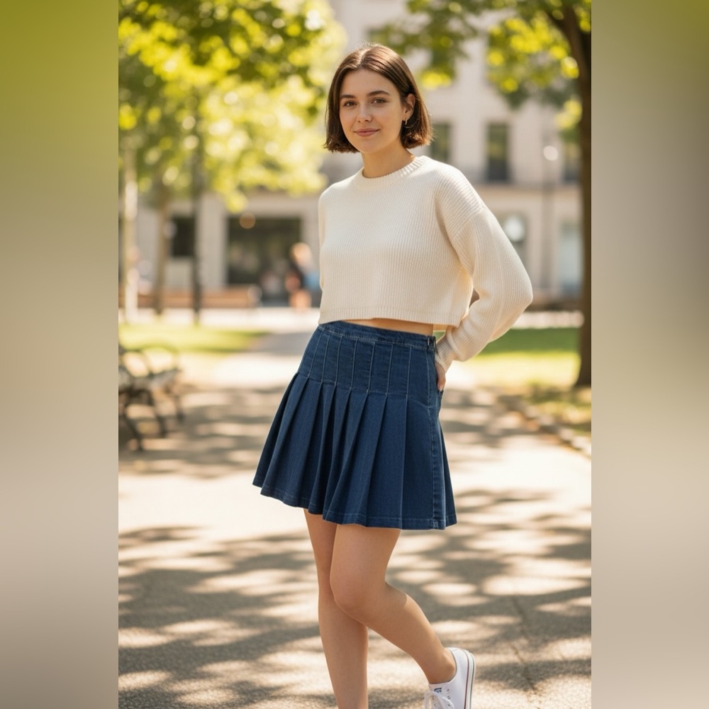 Celebrity Pink RE generation Star Blue Denim Pleated NWT Skirt M